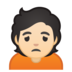 安卓系统里的人皱眉：浅肤色emoji表情
