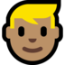 Windows系统里的男士：中等肤色，金发emoji表情