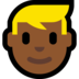 Windows系统里的男士：中深色肤色，金发emoji表情