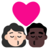 Windows系统里的亲吻: 女人男人较浅肤色较深肤色emoji表情