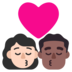 Windows系统里的亲吻: 女人男人较浅肤色中等-深肤色emoji表情