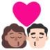 Windows系统里的亲吻: 女人男人中等肤色较浅肤色emoji表情