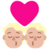 Windows系统里的亲吻: 中等-浅肤色emoji表情