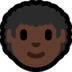 Windows系统里的男士：深色肤色，卷发emoji表情