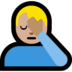 Windows系统里的单手捂脸的男人：中等浅肤色emoji表情