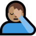 Windows系统里的单手捂脸的男人：中等肤色emoji表情