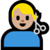 Windows系统里的男士理发：中等浅肤色emoji表情