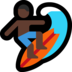 Windows系统里的男子冲浪：深色肤色emoji表情