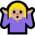 Windows系统里的耸肩：中等浅肤色emoji表情