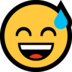 Windows系统里的满脸汗水的笑容emoji表情