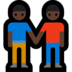Windows系统里的男人牵手：深色肤色emoji表情