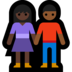 Windows系统里的男女牵手：深色肤色，中深色肤色emoji表情