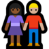 Windows系统里的男女牵手：中暗肤色，中浅肤色emoji表情