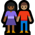 Windows系统里的男女牵手：中深色肤色，中肤色emoji表情
