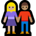 Windows系统里的男女牵手：中浅肤色，中浅肤色emoji表情