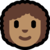 Windows系统里的女性：中等肤色，卷发emoji表情