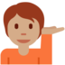 Twitter里的单手举起的人：中等肤色emoji表情
