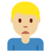 Twitter里的男人皱眉：中等浅肤色emoji表情