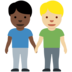 Twitter里的男士牵手：深色肤色，中浅肤色emoji表情