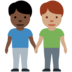 Twitter里的男士牵手：深色肤色，中等肤色emoji表情