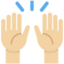 Twitter里的举起手：中等浅肤色emoji表情