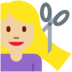 Twitter里的女士理发：中等浅肤色emoji表情
