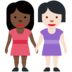 Twitter里的女性牵手：深色肤色，浅色肤色emoji表情