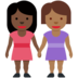 Twitter里的女性牵手：深色肤色，中深色肤色emoji表情