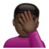 WhatsApp里的单手捂脸的男人：深色肤色emoji表情