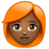WhatsApp里的女性：中黑肤色，红发emoji表情