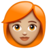WhatsApp里的女性：中浅肤色，红发emoji表情