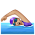 WhatsApp里的女子游泳：中浅肤色emoji表情